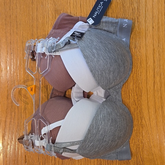 Nautica 3 Pack Super Soft T-Shirt Bras Gray, White, Dusty Rose / Mauve - Picture 1 of 5